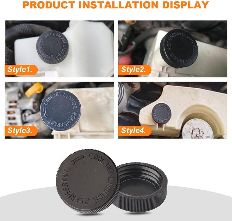 HEVLE 2PCS Coolant Reservoir Cap, Engine Radiator Water Tank Caps, Car Coolant Tank Lid Black Cover, 21712-79900 Auto Radiator Overflow Cove Compatible with Nissan Infiniti Antifreeze Coolant Cap - Image 4